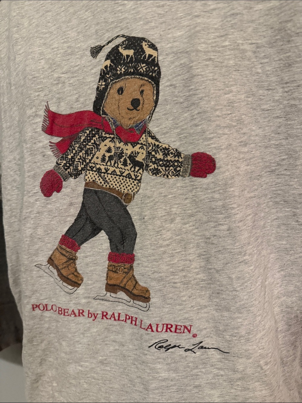 Ralph Lauren Vintage Light Gray Polo Bear Tee - Picture 2 of 8